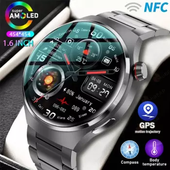 Для HUAWEI GT4 Pro GPS NFC Смарт-часы Мужчины 360*360 AMOLED Экран Сердечный ритм Bluetooth Вызов IP68 Водонепроницаемые мужские умные часы 2024