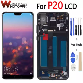 Для Huawei P20 ЖК-дисплей с сенсорным экраном в сборе P20 Дисплей с рамкой и отпечатком пальца EML-L09C EML-L29C Замена экрана