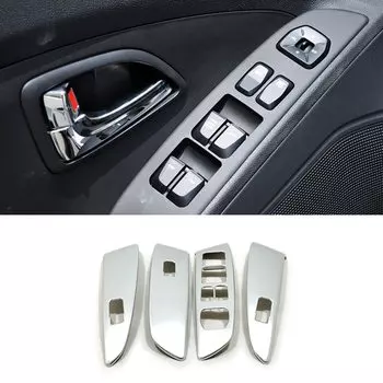 Для Hyundai ix35 IX35 2013 2014 аксессуары для интерьера ABS матовое стекло для двери автомобиля, стекла, переключатель управления, панель управления крышки отделки 4 шт.