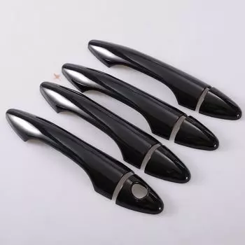 Для Hyundai IX35 Tucson 2009-2014 глянцевый черный хром из углеродного волокна, крышка дверной ручки автомобиля, наклейка, аксессуары