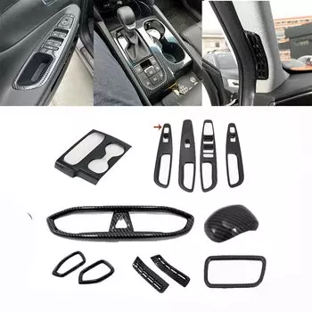 Для Hyundai Santa Fe 2019 2020 аксессуары для интерьера из углеродного волокна, кнопка переключения оконного стекла, крышка, отделка двери, подлокотника, панели, рамки