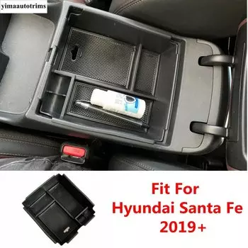Для Hyundai Santa Fe 2019-2021 автомобильный центральный подлокотник для хранения, контейнер-органайзер, держатель, лоток, аксессуары для интерьера