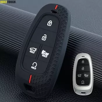 Для Hyundai Santa Fe Tucson Sonata Cruz 2023 2024, силиконовый автомобильный брелок с дистанционным управлением, кольцо-держатель, чехол, 5 кнопок