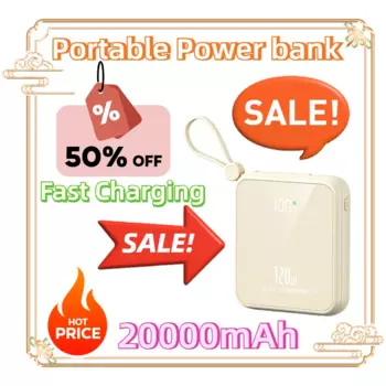 Для IPhone Samsung Huawei Новый Xiaomi 20000 мАч 120 Вт Открытый портативный внешний аккумулятор Быстрая зарядка PD20W Power Bank Зарядное устройство