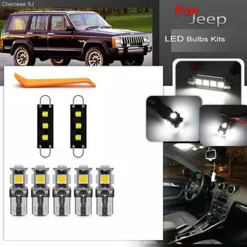 Для Jeep Cherokee XJ 1984 1985 1986 1987 1988 1989 обновленный полностью белый светодиодный комплект внутренних лампочек, автомобильные аксессуары