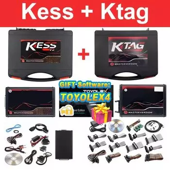 Для KESS V2 V2.8 красная печатная плата и KTAG V7.020 4-светодиодный чип ЭБУ, программатор инструментов для настройки с ящиком для инструментов