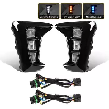 Для Kia Pegas 2018 2019 Автомобильная фонарь для дневного света, передняя противотуманная фара, динамический сигнал поворота, фонарь, белый, желтый, синий, аксессуары 12 В