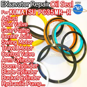 Для KOMATSU PC35MR-R масляный сальник экскаватора Kit, высококачественный ремонт PC35MR R, Центральная прокладка шестеренки, Нитриловый пилотный клапан NBR Nok