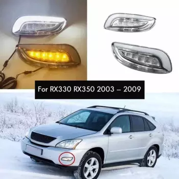 Для Lexus RX330 RX350 2003 -2009 DRL Передняя противотуманная лампа с указателем поворота для дневного света
