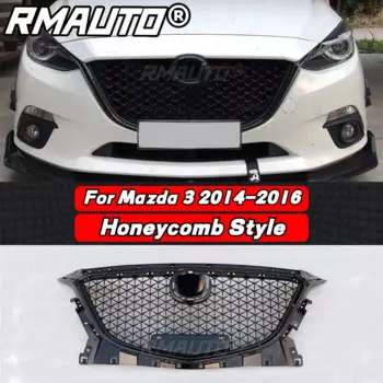 Для Mazda 3 Axela 2014-2016, решетка переднего бампера, гоночная решетка, сотовый ромбовидный стиль, комплект кузова для Mazda 3 Axela, автомобильные аксессуары