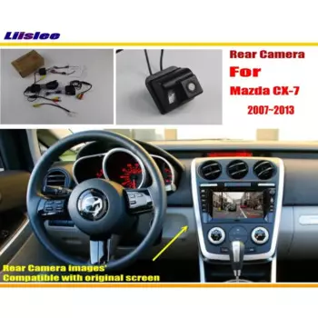 Для Mazda CX7/CX-7 2007-2012 Автомобильная камера заднего вида, резервное копирование, RCA HD камера ПЗС OEM дисплей, адаптер реверсивного изображения, обновленный комплект