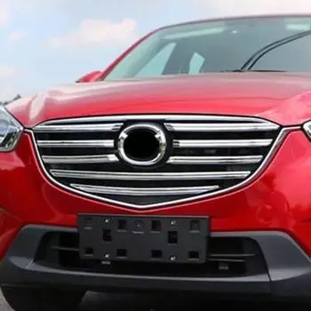 Для mazda CX-5 CX5 2015 2016, хромированная передняя центральная сетчатая решетка, накладка на решетку, полоски радиатора, литье, украшение