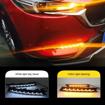 Для-Mazda CX-5 CX5 2017-2021 светодиодные дневные ходовые огни DRL противотуманные фары с указателем поворота для проточной воды