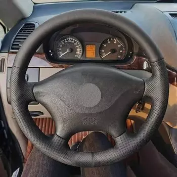 Для Mercedes Benz Viano W639 2003-2010 Vito 2003-2014 Sprinter 2006-2013 ручная коса кожаный чехол на руль автомобиля черный