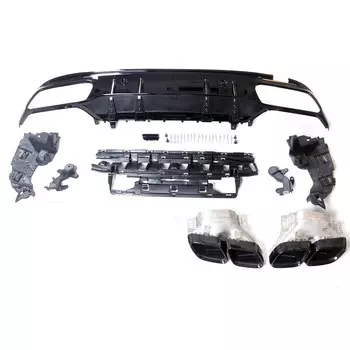 Для Mercedes-Benz W205 C Class AMG Sedan 4-дверный 2015-2021 C63 стиль задний бампер диффузор губа + хвостовой глушитель наконечник трубы комплект