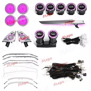 Для Mercedes-Benz W205 C GLC X253 2014-2019 автомобильные окружающие освещение 64 цвета RGB светодиодные вентиляционные отверстия динамик ножки декоративные светильники модернизация