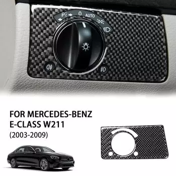 Для Mercedes W211 Benz E-Class 2003-2009 кнопки переключателя автомобильной фары из углеродного волокна наклейка Рамка отделка крышка автомобильные аксессуары