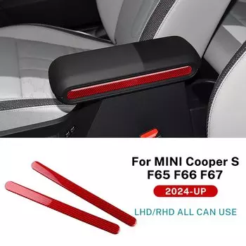 Для Mini Cooper S F65 F66 F67 2024 2025 автомобильный подлокотник, боковая полоса, наклейка, внутренняя отделка, аксессуары, мягкое настоящее углеродное волокно