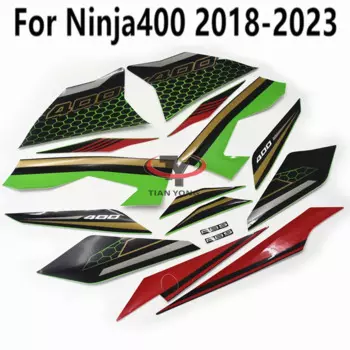 Для Ninja400 2018-2023 зеленая черная сетка Набор наклеек шелкография аппликация для кузова мотоцикла переводная картинка
