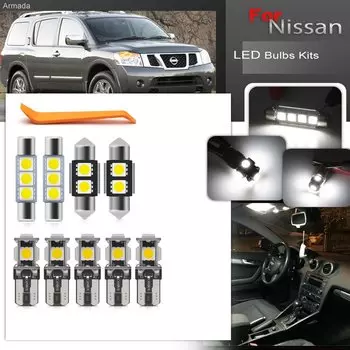 Для Nissan Armada 2004-2015 Canbus светодиодный комплект внутреннего освещения для карты косметическое зеркало заднего чтения грузовой купол лицензия авто лампы