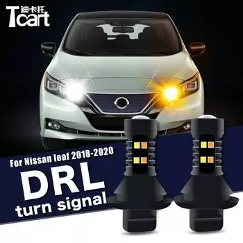 Для Nissan Leaf (ZE1) 2018 2019 2020 2 шт. светодиодные дневные ходовые огни поворот drl 2 в 1 безопасность вождения автомобильные аксессуары