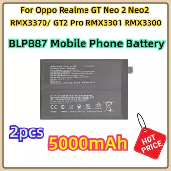 Для Oppo Realme GT Neo 2 Neo2 RMX3370/ GT2 Pro RMX3301 RMX3300 новый аккумулятор большой емкости BLP887 5000 мАч