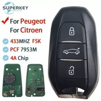Для Peugeot 208 308 3008 508 5008 Citroen C4 C4L DS4 DS5 умный дистанционный ключ от автомобиля 3 кнопки 433 МГц PCF7953 чип без ключа Go 4A