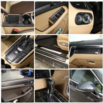 Для Porsche Macan 2014-2020 внутренняя панель управления внутренней дверью из углеродного волокна, крышка панели управления дверью, наклейки на порог, аксессуары