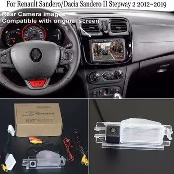 Для Renault Sandero/Dacia Sandero II Stepway 2 2012 ~ 2019 Совместимость с OEM оригинальным экраном C24 Кабель-переходник Камера заднего вида