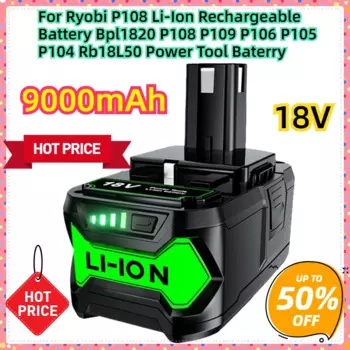 Для Ryobi P108 18 В литий-ионная аккумуляторная батарея Bpl1820 P108 P109 P106 P105 P104 Rb18L50 аккумулятор для электроинструмента 9,0 Ач