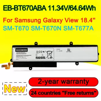 Для Samsung Galaxy View 18,4 ''SM-T670NZKAXAR SM-T670NZKAXAR SM-T670 SM-T677A Series EB-BT670ABA Аккумулятор для ноутбука 11,34 V 64.64Wh