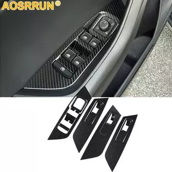 Для Skoda Kodiaq 2018 2019 2020 2021 2022, автомобильные аксессуары, внутренняя отделка, управление подъемом окна, крышка из углеродного волокна
