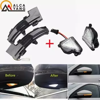 Для Skoda Octavia Mk3 A7 5E 2013 2014 2015 2016 2017 2018 2019 светодиодный светильник под зеркалом, динамический указатель поворота