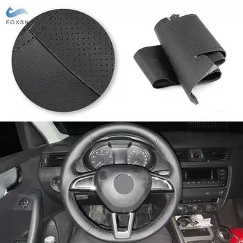 Для Skoda Octavia Superb Citigo Fabia Rapid 2014-2019 Roomster Kodia Karoq автомобильный руль черный перфорированный кожаный чехол
