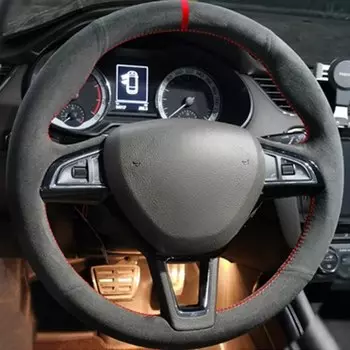 Для Skoda Rapid Spaceback 2016 Octavia 2017 Fabia 2016 2017 индивидуальная искусственная противоскользящая замшевая Кожаная оплетка