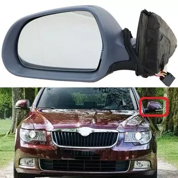 Для Skoda Superb 2008 2009 2010 2011 2012 2013 2014 2015 авто-Стайлинг с подогревом и электрическим крылом боковое зеркало заднего вида грунтованная левая сторона