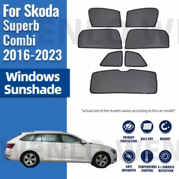 Для Skoda Superb Combi 2016-2023 магнитные автомобильные оконные шторы солнцезащитный козырек теневая сетка стекло затенение защита от солнца