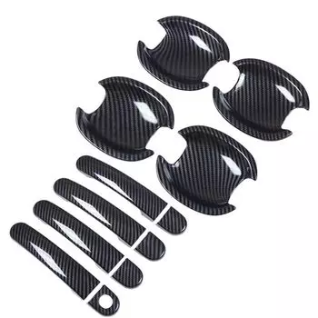 Для Skoda YETI 2009-2017, углеродное волокно, хромированная Автомобильная дверная ручка, крышка чашки, чаша, отделка, наклейка, Стайлинг, аксессуары