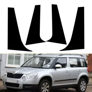 Для Skoda Yeti 2010 2011 2012 2013 2014 2015 2016 2017 автомобильные оконные стойки, накладки на дверь, наклейки, украшения, глянцевый черный