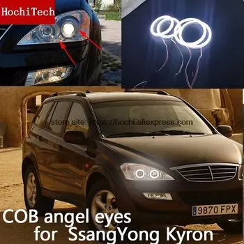 Для SsangYong Kyron 2007 2008 2009 2010 COB светодиодный дневной свет белый Cob Led Angel Eyes Ring безотказный ультра яркий