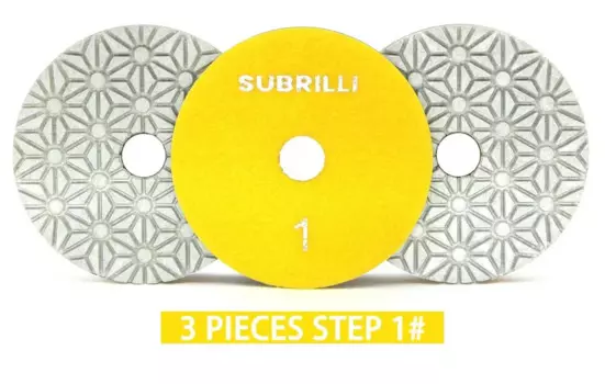 Для сухого и влажного использования, 4 дюйма, 3-ступенчатая алмазная полировальная подушечка, 100 мм, гибкая смола, алмазный шлифовальный диск, полировальное колесо для каменной мраморной плитки