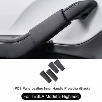Для Tesla Model 3 Highland 2024 4 шт., защитная крышка для внутренней ручки двери, кожаная крышка Napa Model Y, аксессуары для дверных ручек Juniper