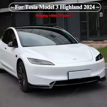 Для Tesla Model 3 Highland 2024, передний бампер автомобиля, спойлер для губ, подбородка, сплиттер, диффузор, комплект кузова, глянцевый черный/карбоновый вид, тюнинг