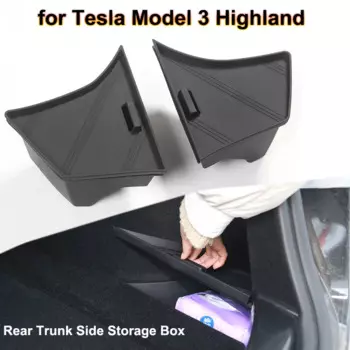 Для Tesla Model 3 Highland 2024, задний багажник, органайзер для хранения, коробка с крышкой, новые внутренние аксессуары M3H, водонепроницаемая мусорная корзина