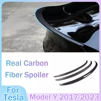 Для Tesla Model Y 2017-2023 настоящий спойлер из углеродного волокна, спойлер на крыло багажника, оригинальный автомобильный спойлер из настоящего углеродного волокна, аксессуары, новый