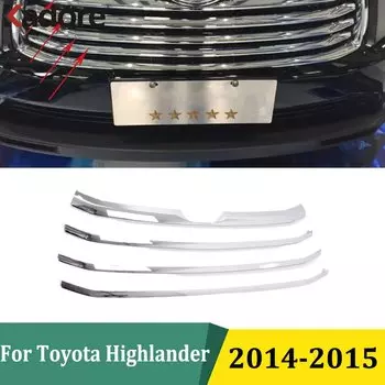 Для Toyota Highlander 2014 2015 ABS Хромированная передняя Центральная решетка гриля молдинговая крышка протектор гоночные решетки отделка автомобильные аксессуары