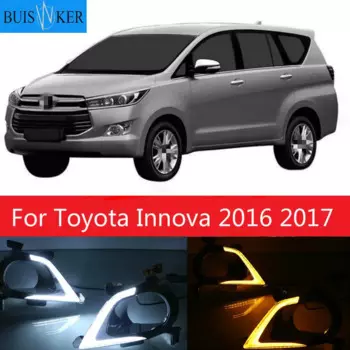 Для Toyota Innova 2016 2017, желтый сигнал Стиль реле Водонепроницаемый, АБС-пластик, автомобильный DRL Светодиодный дневной светильник Дневной светильник