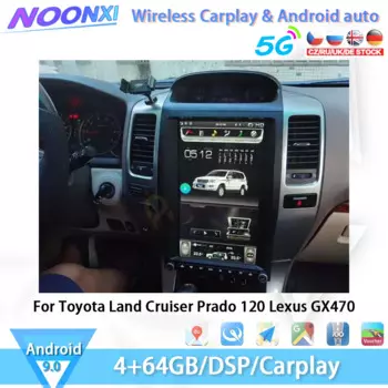 Для Toyota Land Cruiser Prado 120, Lexus GX470 5G, многофункциональный автомобильный Bluetooth-радиоприемник, беспроводной Carplay, Android 10, видеоплееры, GPS