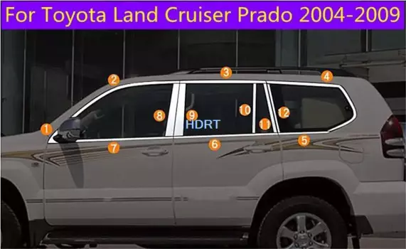 Для Toyota Land Cruiser Prado LC120 FJ120 2004-2009, автомобильная фара, отделка окна, полоса, украшение, корпус, блестки, модификация внешнего вида