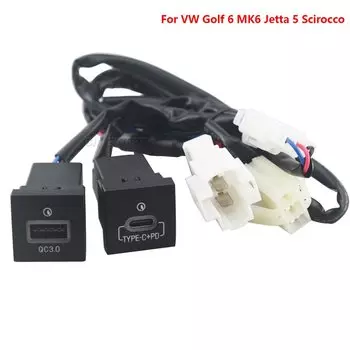 Для Volkswagen Jetta 5 MK5 Scirocco Golf 6 06-12 Быстрое автомобильное зарядное устройство Разъем 12 В/24 В Прикуриватель QC3.0 PD USB-интерфейс